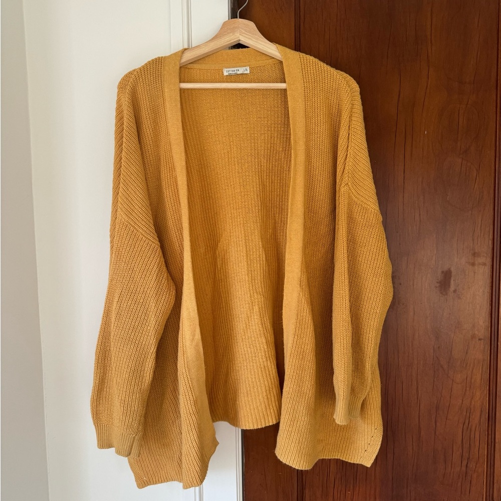 Cotton On Mustard Knit Open Cardigan